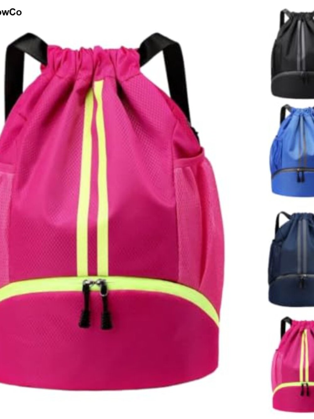 Arae Gym Drawstring Backpack Shoe Compartment Nylon Sack 22L